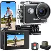 Dragon Touch Caméra sport  4K 20MP 30FPS  Vision 3 Caméra sous-marine étanche 170° Grand angle 2.4G WiFi avec télécommande Noir