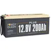PowerQueen Batterie Lithium LiFePO4 12V 200Ah PLUS - 2560Wh - BMS200A - 4000~15000Cycles pour des Camping cars,Système solaire