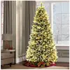 CAROMA Sapin de noel LED lumineux 180 cm, Sapin de Noel Artificiel avec 250 Lumières,8 modes lumière chaude, Imitant l'épicéa, Vert, Blanc