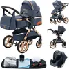 Poussette 3 en 1 Bébé Combinée Siège-Auto Nacelle Trio Réversible Régl...