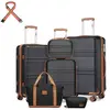 KONO Set de 6 Valises de Voyage Rigide Bagage Cabine (24/51/65/75cm) avec Serrure TSA+Vanity Case + Sac de Voyage 40x30x20cm, Noir