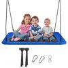 DREAMADE Balançoire Nid d’Oiseau Rectangulaire Enfants avec Hauteur Réglable 100 - 180CM et Siège Spacieux, Max 150KG, Bleu