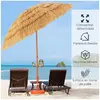 COSTWAY Parasol de Plage Inclinable Hawaii Ø200xH206 cm Toit Chaume en PP Fixation pour Sable 2 Parties Démontables pour Jardin