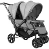GOPLUS Poussette Double pour Bébé-Poussette 2 Places Pliable-Dossier,Auvent,Poignée Réglable-123x59x102CM,Gris