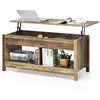 COSTWAY Table Basse avec Plateau Relevable, avec Espace de Rangement Caché et Etagère Inférieur, 109 x 47,5 x 50-63 cm
