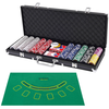 COSTWAY Mallette de Poker 500 Jetons 2 Jeux de Cartes,5 Dés 3 Boutons ...