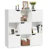 GOPLUS Bibliothèque Meuble de Rangement Cube 9 Cases 5 Portes Etagère de Rangement à 3 Niveaux- 90x29x90CM-pour Bureau/Salon Blanc