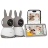 IEGEEK 2K/3MP 5" Babyphone 2 Caméra Bebe,PTZ 360° Baby Phone Vidéo, Vi...