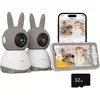 IEGEEK 2K/3MP 5" Babyphone 2 Caméra Bebe,PTZ 360° Baby Phone Vidéo con...
