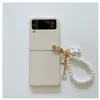 Coque pour Samsung Galaxy Z Flip 3 FONGWAN avec Chaîne de perles - bla...