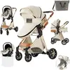 P O S Poussette 3 en 1 Bébé Combinée Siège-Auto Nacelle Trio Réversible Réglable Haute Qualité Roues increvables Canne blanc.bazarland30