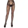 Leg Avenue - Net Tights with Crotchless Panty - Zwart
