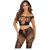 Leg Avenue   Off-Shoulder Crop Top & Legging Set   Zwart