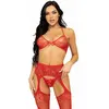 Leg Avenue Bh-top, string en kousen - Rood
