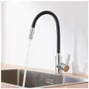AURALUM MAX Robinet de Cuisine Rotatif 360°- Tuyau Noir en Silicone - Mitigeur Évier Flexible avec 2 Modes Jet pour Cuisine