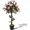 COSTWAY Rosier à Fleurs Artificielles de 93 cm, Roses de Pin, Pot de P...