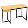 COSTWAY Bureau Informatique avec Tiroir, Cadre en Métal, Repose-pieds Réglables, 120 x 55 x 75 cm, Naturel