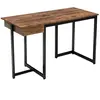 COSTWAY Bureau Informatique avec Tiroir, Cadre en Métal, Repose-pieds Réglables, 120 x 55 x 75 cm, Marron Rustique