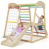 Aire de Jeu d'Escalade en Bois 6 en 1 DREAMADE avec Toboggan Corde et ...