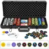 DREAMADE Ensemble Complet de Jetons de Poker, Mallette Poker en Aluminium de 500 Pièces, 5 Dés, Jeux de Cartes, pour Voyage, Fête