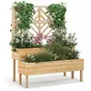 COSTWAY Jardinière avec Treillis à 2 Niveaux en Bois de Sapin Bac à Fl...