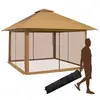 COSTWAY Tonnelle de Jardin Pliante Pop-up 4 x 4M Parois Latérales en M...