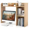 GOPLUS Bibliothèque de Bureau en Bois avec Plusieurs Tablettes,avec Di...