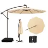 Parasol Déporté 3M LED - COSTWAY - Beige - Base Croisée Sac de Sable - Lumières LED - Protection UV 20+
