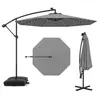 Parasol Déporté LED 3M - COSTWAY - Base Croisée Sac de Sable - Tissu Polyester UV 20+ Gris