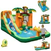 COSTWAY Château Gonflable Tropical avec Souffleur 680 W Toboggan Long ...