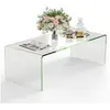 COSTWAY Table Basse Rectangulaire en Verre Trempé, 108x50x35 CM, Table...
