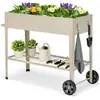 COSTWAY Jardinière Surélevée sur Roulettes 65L avec Etagère Grillagée2...