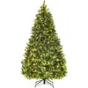 Sapin de Noël Artificiel Lumineux - RELAX4LIFE - 225CM - 1125 Feuilles PE et PVC - Arbre de Noël - 71 Pommes Pin - Socle en Métal