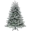 RELAX4LIFE Sapin de Noël 135cm, Arbre de Noel Slim Enneigées avec LED, Pieds de Sapin de Noël en Métal (688 Branches)