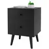 Costway Table De Chevet, Table De Nuit À 2 Tiroirs En Bois D¿Hévéa Massif De Style Moderne 46x 41 X 62 Cm, Noir