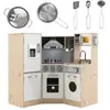 DREAMADE Cuisine Enfants en Bois avec Four, Micro-ondes, Lave-linge, D...