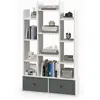 COSTWAY Bibliothèque Moderne de 132CM avec 12 Compartiments et 2 Tiroi...