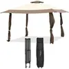 Tonnelle pliante pop-up COSTWAY - Marron - Double toit ventilé - Tissu Oxford étanche - 3 hauteurs réglables