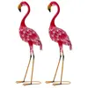 GOPLUS Lot de 2 Statues 89 CM de Flamant Rose de Jardin en Métal, Déco...
