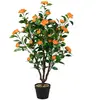 COSTWAY Fleur Artificielle Camélia 37 Têtes, Résistantes aux UV, 100 c...