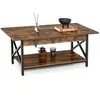 COSTWAY Table Basse à 2 Niveaux, 110 x 60 x 48 CM, avec Cadre Métalliq...