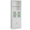 Costway Colonne Salle De Bain Avec 4 Portes 2 Compartiments Ouverts, Armoire Salle De Bain, Étagères Réglables, 60x30x163 Cm, Blanc