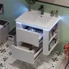 SENSBUN Meuble salle de bain mural avec vasque intégrée en céramique e...