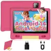 BUFO Tablette pour Enfants 10 Pouces Octa Core avec 16 Go + 128 Go + 1 Go TF, Widevine L1, 5000 mAh, Préinstallé KIDOZ Rose