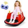 DREAMADE Auto Tamponneuse Électrique avec Télécommande 2.4G, Auto Tournante avec Lumières LED, Musique, Contour Antichoc, Rouge