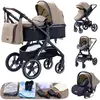 BAZARLAND30.Poussette 3 en 1 Bébé Combinée Siège-Auto Nacelle Trio Rév...