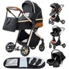 BAZARLAND30.Poussette 3 en 1 Bébé Combinée Siège-Auto Nacelle Trio Rév...