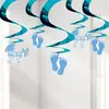 Amscan Slingers Swirl Folie Babyshower Jongen 12 Stuks Blauw