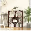 Costway Bibliothèque À 7 Étagères Ouvertes, Dispositifs Anti-Basculement, Étagère De Rangement Pour Chambre, Bureau, Salon, Noyer