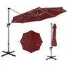 COSTWAY Parasol Déporté Inclinable Dia.339x260cm avec Base Croisée Rot...